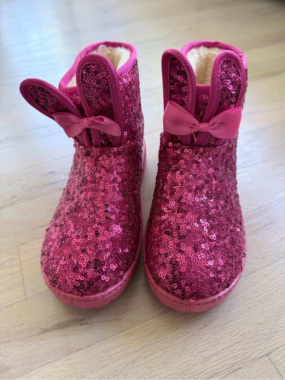 Sparkly Pink Sequin Bunny Ear Boots
